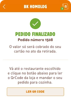 Tela app Burger King