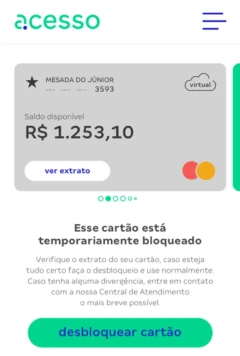 Tela app Acesso