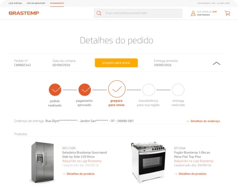 Tela do site Brastemp